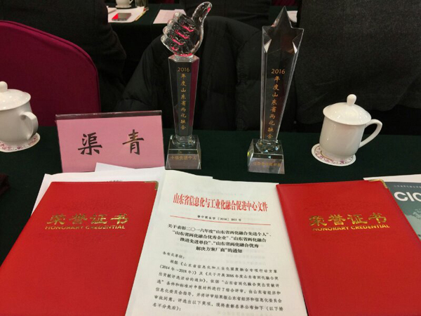 喜讯--祝贺中煤集团董事长渠青荣获山东省2016年度两化融合先进个人